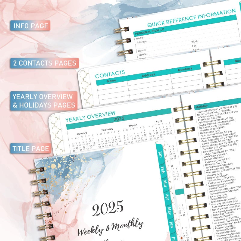 Coboll Planner 2025-2025 Planner Weekly and Monthly from January 2025 - December 2025, 8.5 ' ' X 6.4 ' ', 2025 Planner 12 Month with Monthly Tabs, Elastic Closure, Back Pocket - Image 3